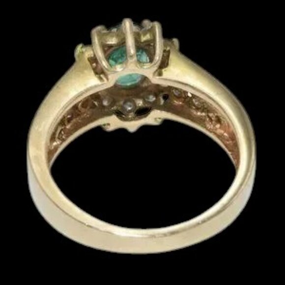 Retro Vintage Emerald & Diamond Cocktail Ring May Birthstone - Picture 5 of 7